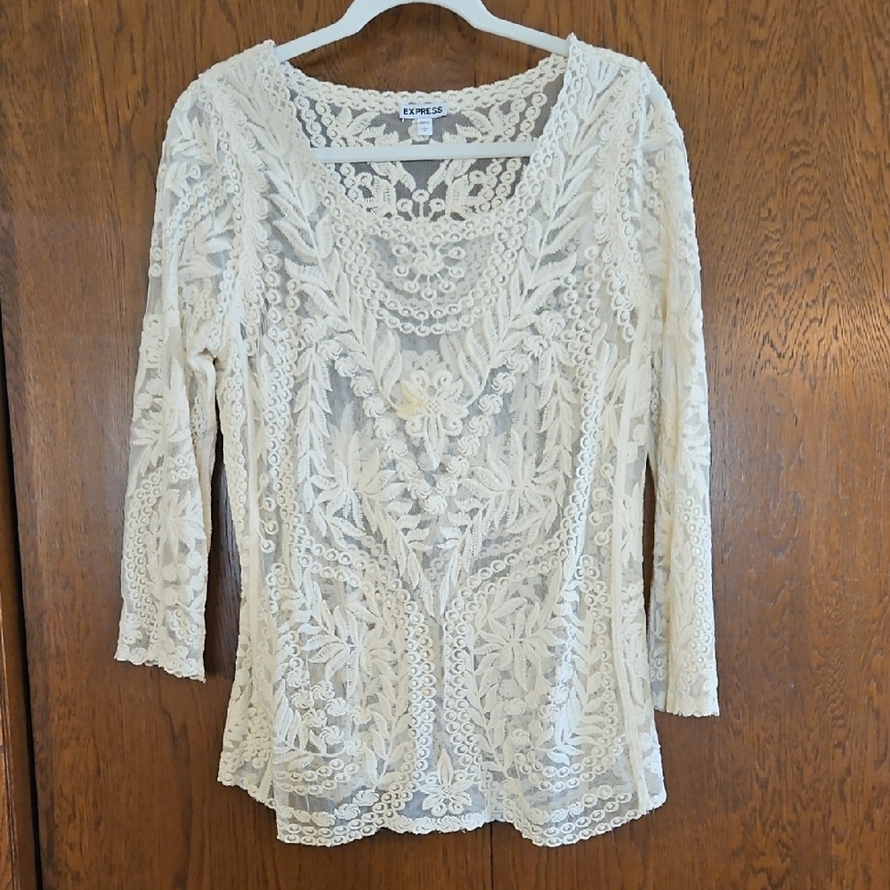 Express Cream Lace Blouse